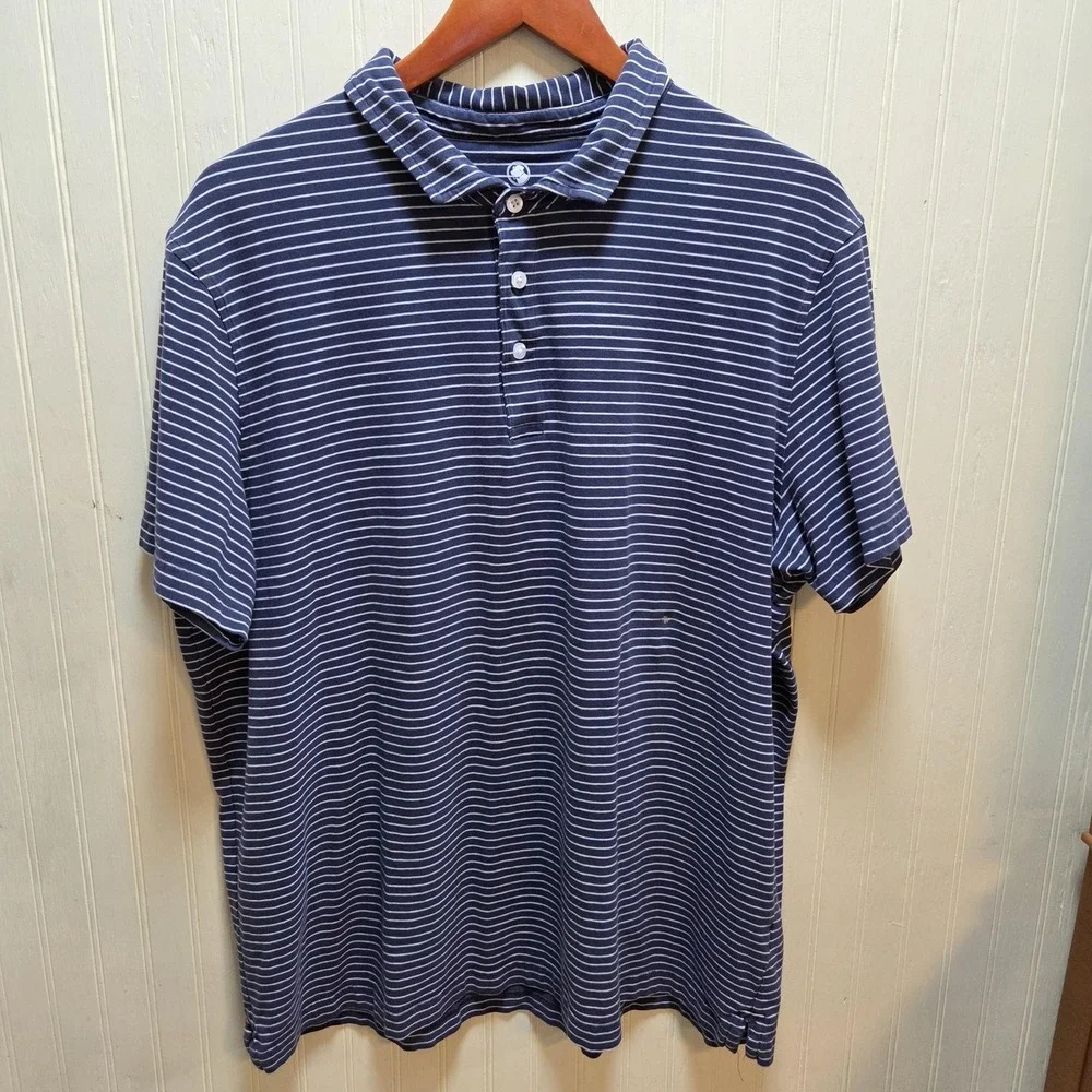 Southern Proper Polo Shirt Mens XL‎ Blue Stripe Cotton Spandex Stretch Knit Top